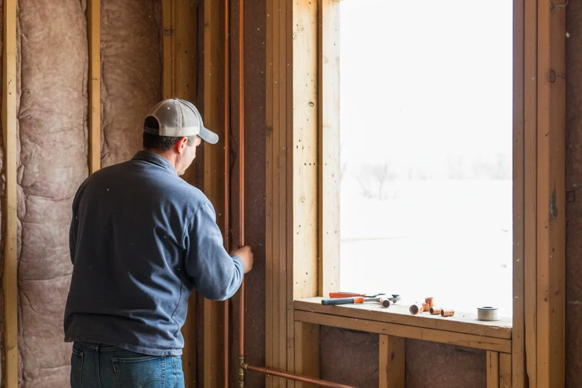 Licensed plumber running new copper supply lines in a Littleton home